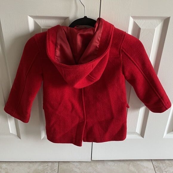 Gap Kids Girls Red Wool Dressy Hooded Toggle Closure Coat - Size XS - Picture 5 of 7